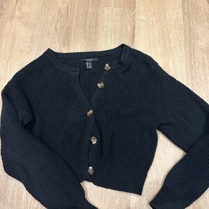 Forever 21 Black Cropped Cardigan Sweater